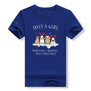 Le Dekle, Ki Ljubijo Zajčke in Božič Klasičnih T-Shirt Estetska Oblačila Zajci Tiskane Grafika Tee Vrhovi Xmas Darila