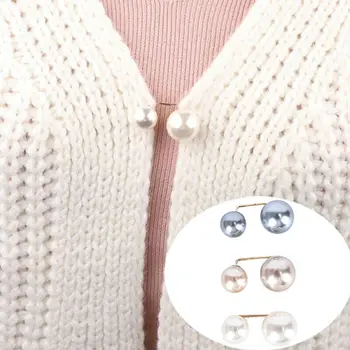 3Pcs/Nastavite Dvojni Pearl Zatiči za Ženske Oblikovalec Ženski Broške Pribor za Oblačila, Simulirano Pearl Plesti Pulover Majica Nakit