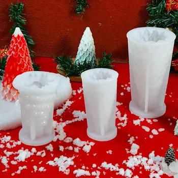 3D Božično Drevo Dišeče Sveče Plesni DIY Božič Aromaterapija Mavca Plesni Ročno izdelana Mila Ice Cube Silikonsko Plesni
