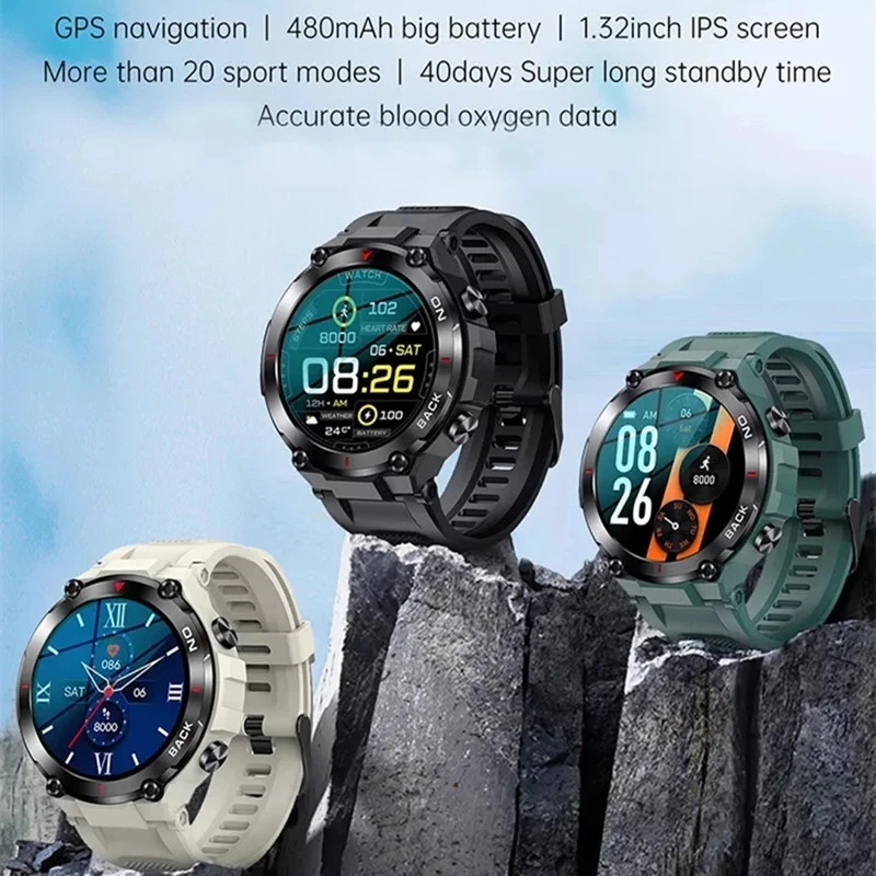 LIGE Outdoor GPS Pametno Gledati Za Moške IP68 Vodotesen Smartwatch Health Monitor Športne Ure Android, IOS, z Dolgo Življenjsko dobo 0