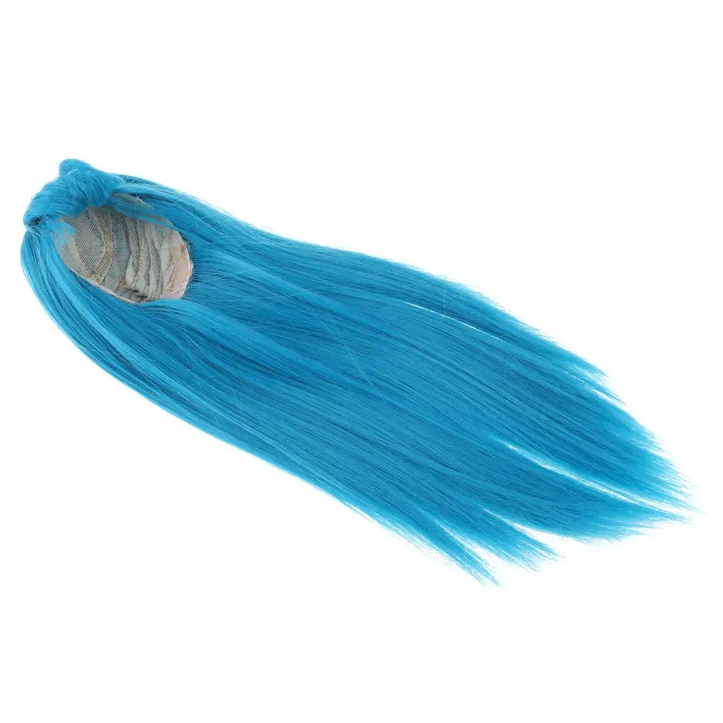 Lutka Dolge Ravne Lasuljo Frizuro Hairpiece /3 BJD Lutka Accs Modra 0