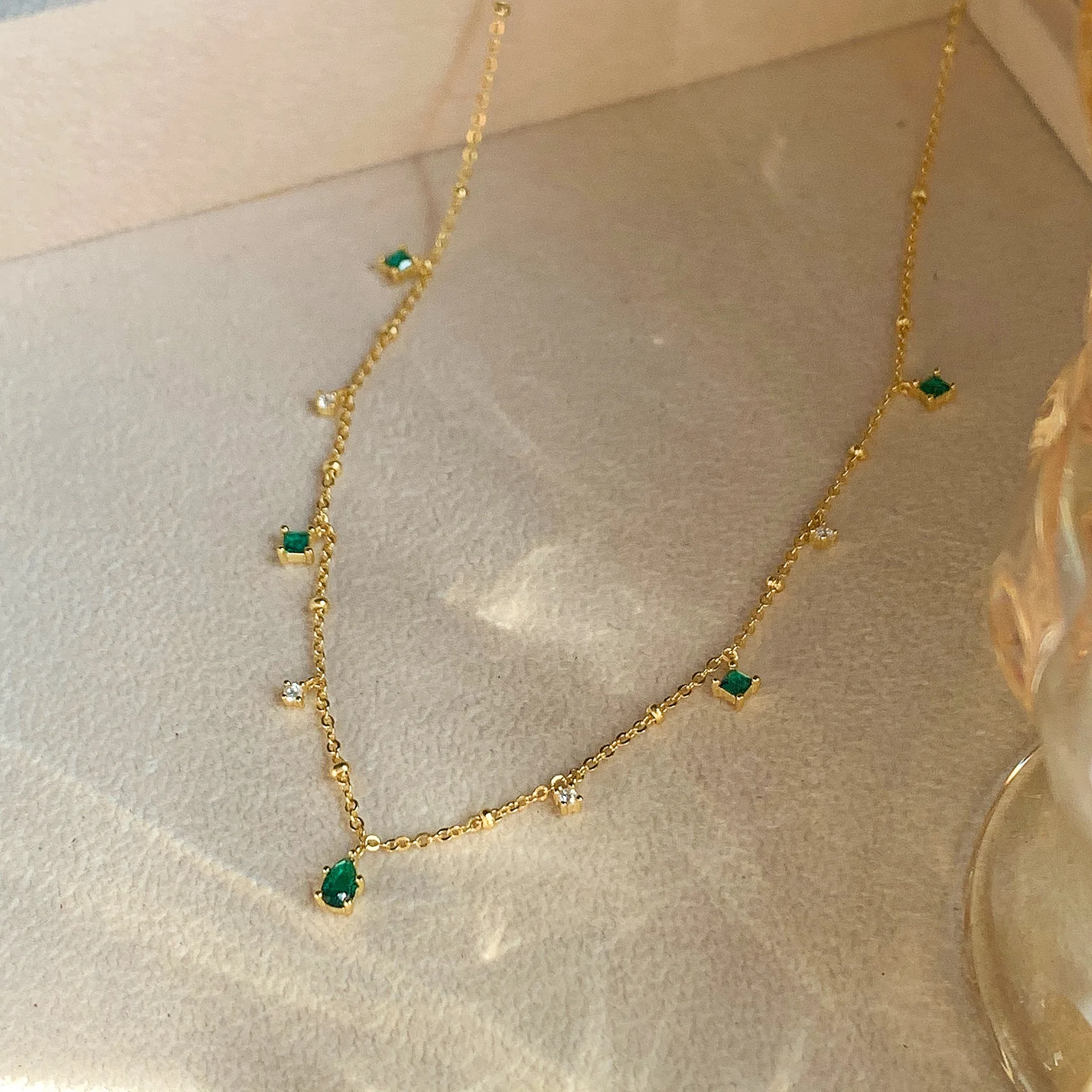 Smaragdno obesek pravi 14k zlato ogrlico emstone obesek za Ženske, Poroke, Posla Nakit Krasen Obljubo 0