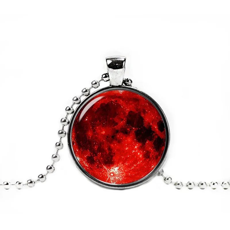 2021 Novih Krvnih Rdeča Luna Ogrlico, Obesek Meglica Astrologija Gothic Galaxy Zunanji Prostor Moški Ženska Stekla Chrysoprase Nakit Darila 0