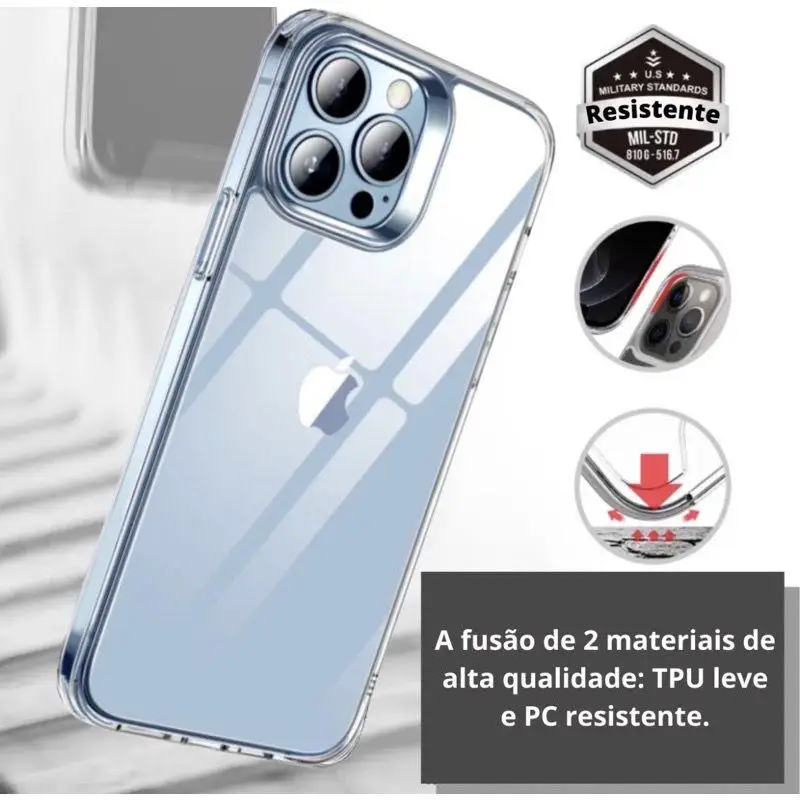 Capa transparente TPU acrílica anti impacto par iPhone 0