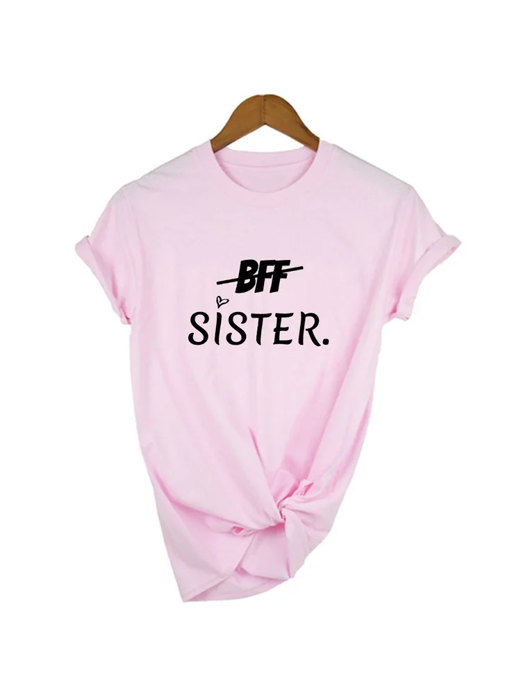 1 Kos BFF Sestra Pismo Tiskanja Ženske Grafični Kratek Rokav Majice za Poletje Estetske Najboljši Prijatelji, Sestre Mlada Dekleta Vrhovi Tee 0