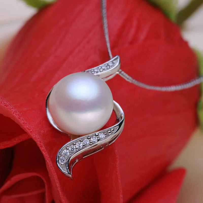 Pravi Naravni White Pearl Obesek Za Ženske,Klasična 925 Srebrna Ogrlica Dekle Rojstni Dan Majhno Darilo 1