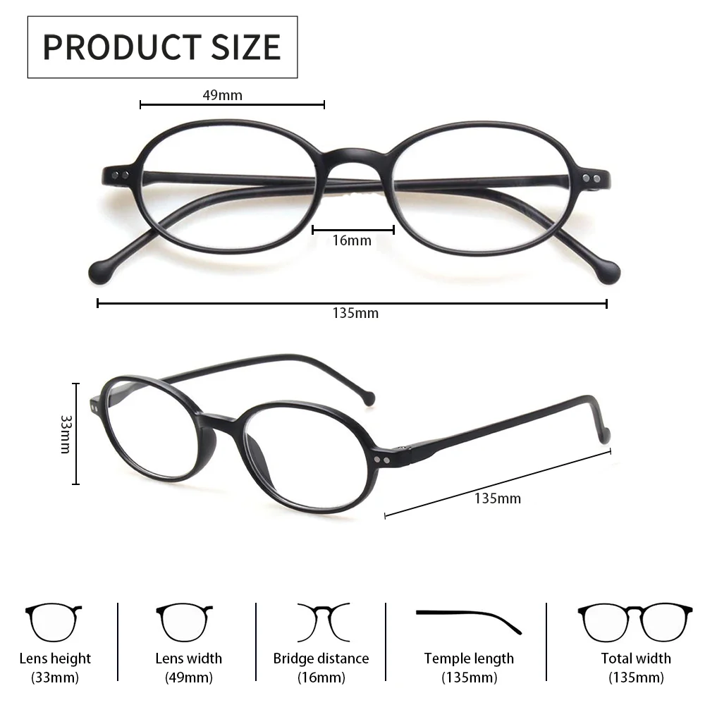 CLASAGA Obravnavi Očala Spomladanski Tečaj Ovalne Plastični Okvir z Okrasnim Očala Moških in Žensk HD Recept Bralec Očala 0~600 1