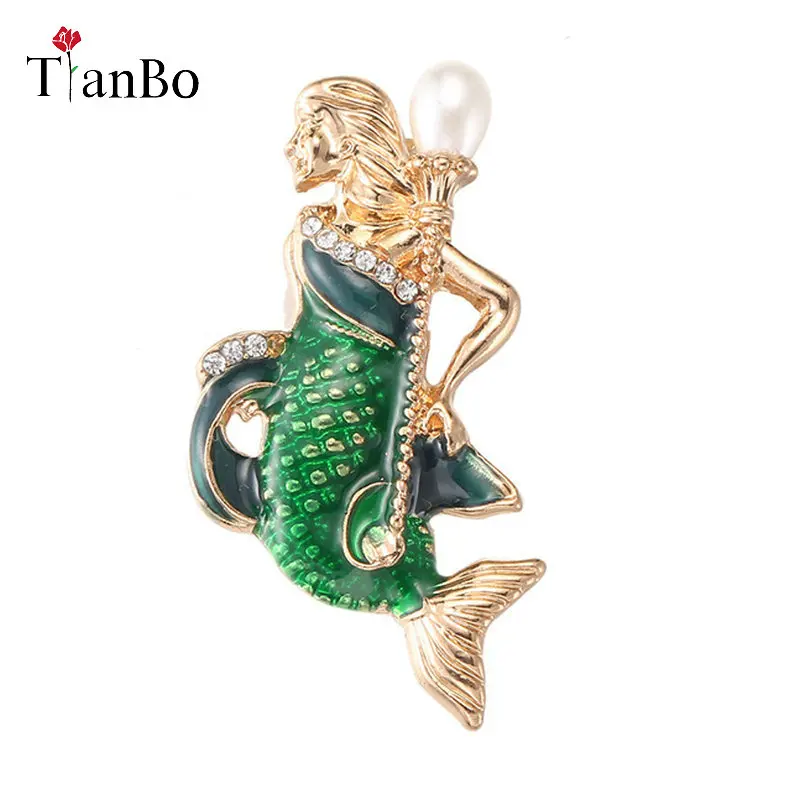 Tianbo Modne blagovne znamke v novo ocean ljubezni nastavite konica emajl glaze morska deklica broška Žensk Pripomočki na Debelo 1