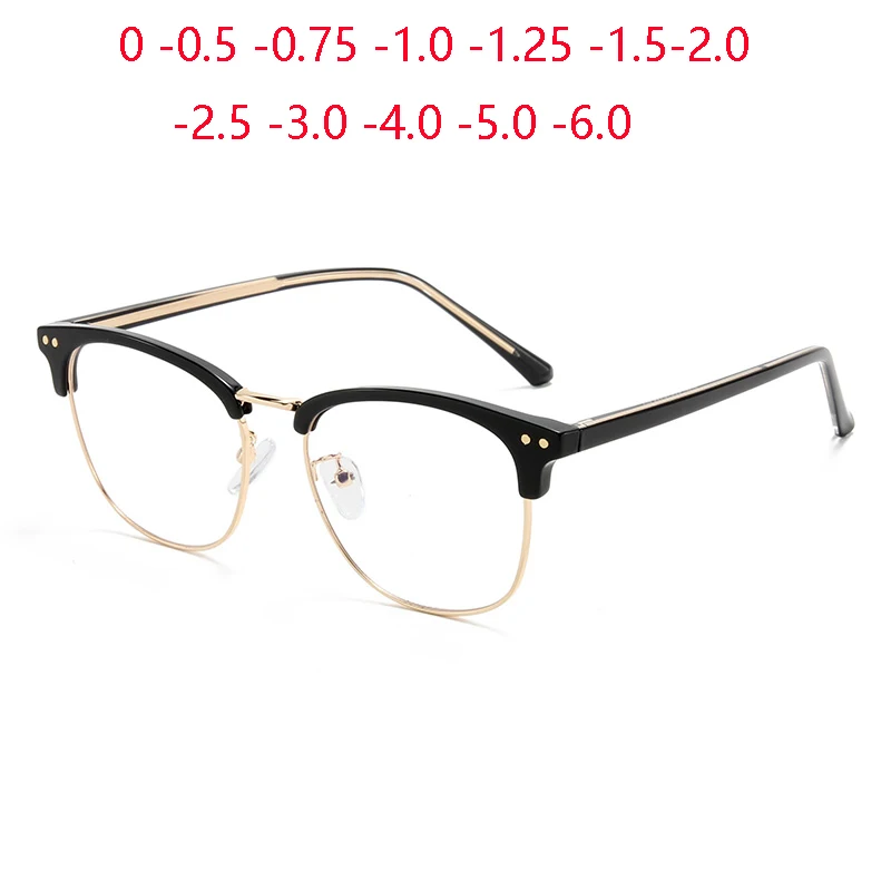 TR90 Semi-Rimless Proti Modri Žarki Ovalne Kratkovidnost Očala Končal Kovinski 1.56 Enotno Vizijo Recept Očala -0.5 -0.75, Da -6 1