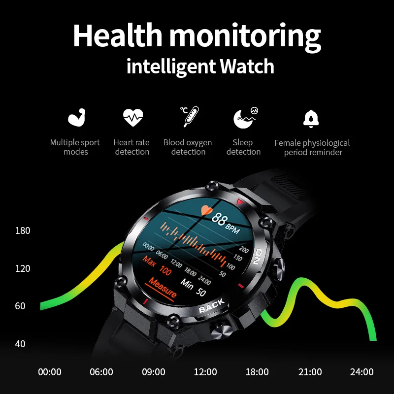 LIGE Outdoor GPS Pametno Gledati Za Moške IP68 Vodotesen Smartwatch Health Monitor Športne Ure Android, IOS, z Dolgo Življenjsko dobo 2