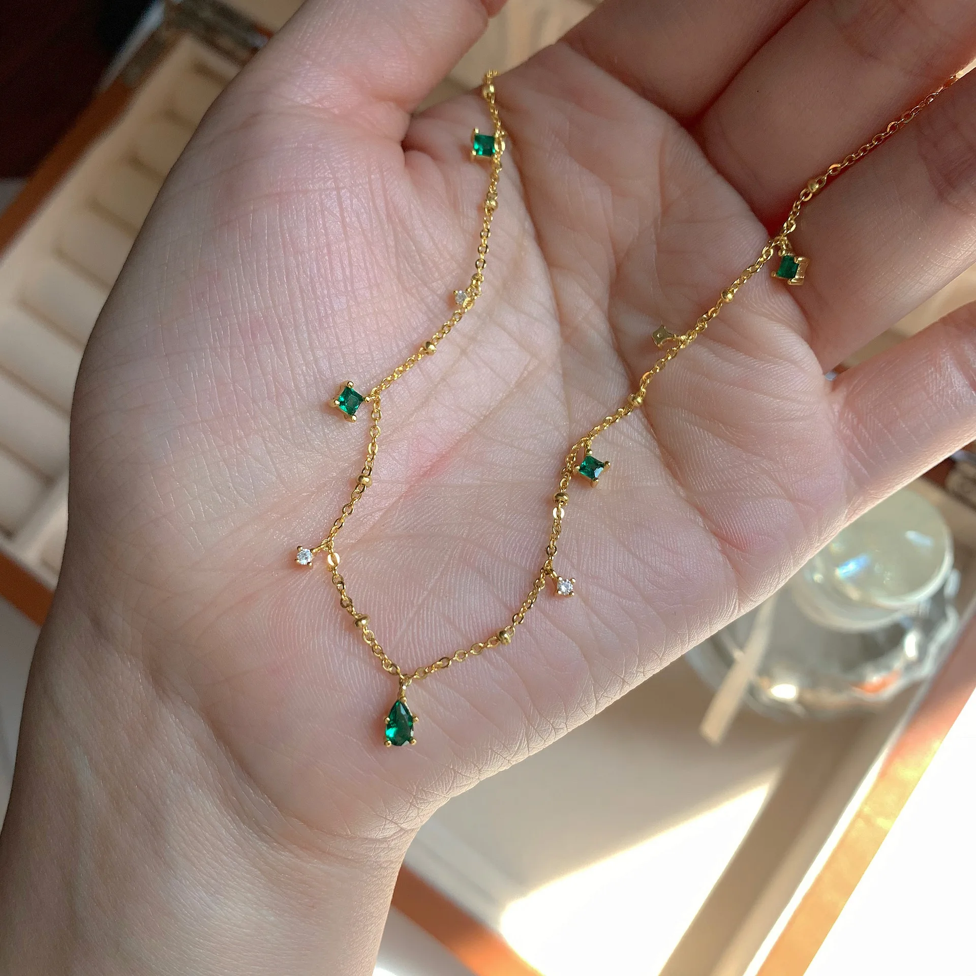 Smaragdno obesek pravi 14k zlato ogrlico emstone obesek za Ženske, Poroke, Posla Nakit Krasen Obljubo 2