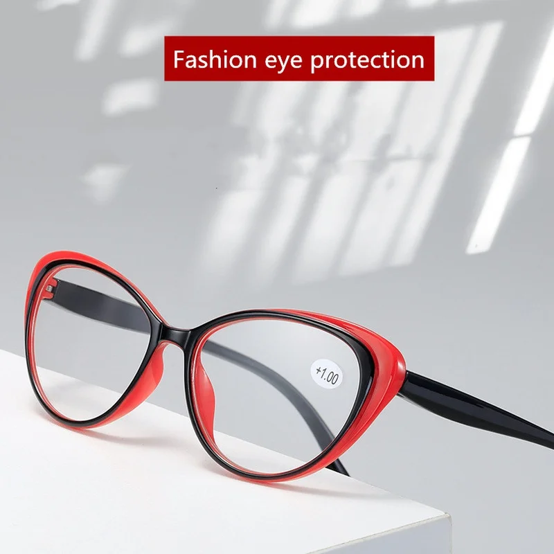 Moda Cat Eye Glasses Ženske Obravnavi Očala Moških Prilagodljiv Ultralahkih Jasno, Daljnovidnost Povečevalno Presbyopia Očala Black +200 2