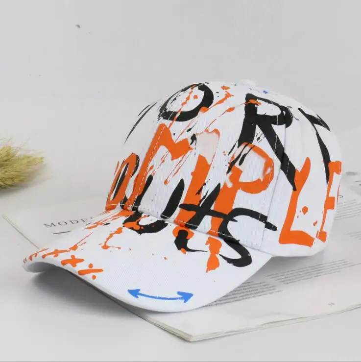 Nova moda grafiti baseball skp unisex ženske moški klobuki nastavljiv črno belo, barvno tiskanje Grafiti vse-ujemanje Baseball skp 2