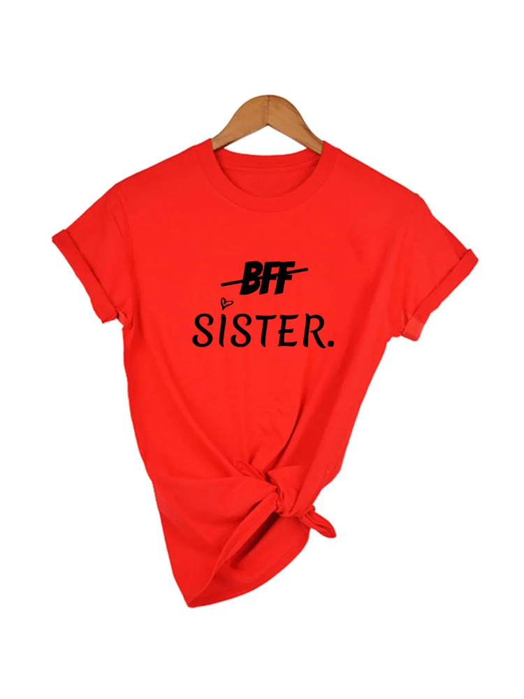 1 Kos BFF Sestra Pismo Tiskanja Ženske Grafični Kratek Rokav Majice za Poletje Estetske Najboljši Prijatelji, Sestre Mlada Dekleta Vrhovi Tee 2