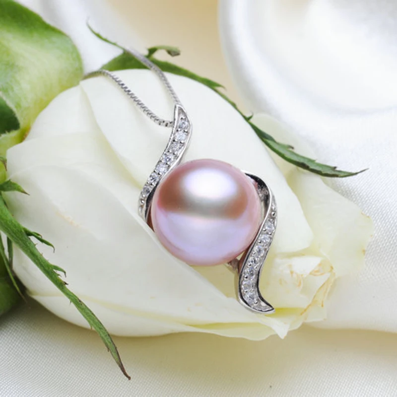 Pravi Naravni White Pearl Obesek Za Ženske,Klasična 925 Srebrna Ogrlica Dekle Rojstni Dan Majhno Darilo 3
