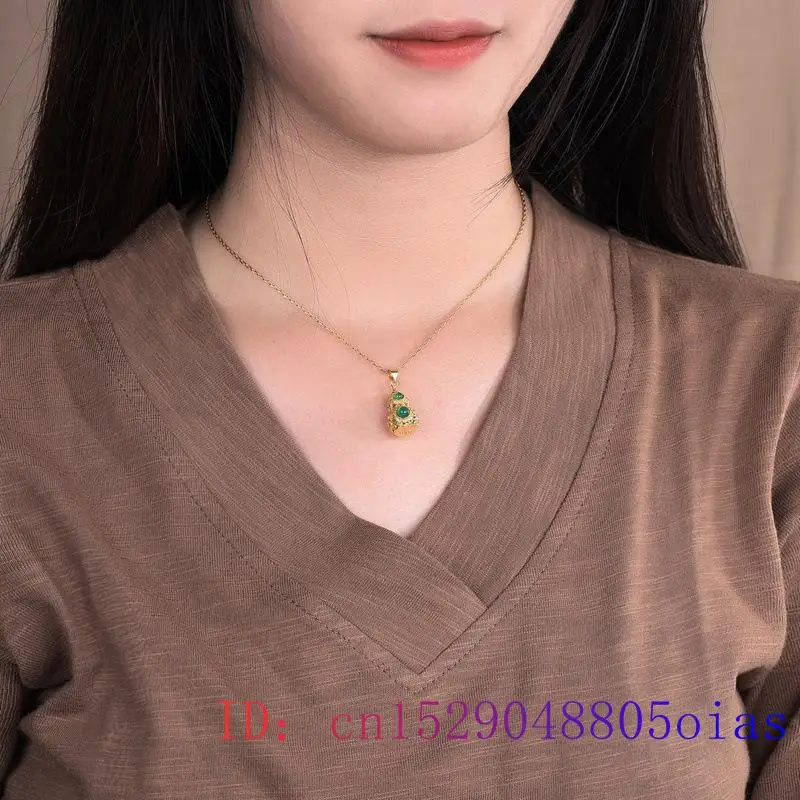 Green Jade Gourd Obesek Kitajski Kristalno Moda Amulet Ogrlica Cirkon Čar Ženske Naravnih Chalcedony Gemstone, Srebro 925 3