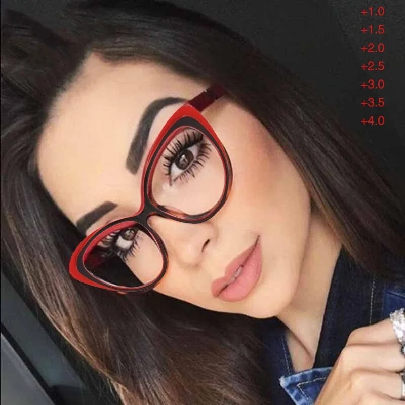 Moda Cat Eye Glasses Ženske Obravnavi Očala Moških Prilagodljiv Ultralahkih Jasno, Daljnovidnost Povečevalno Presbyopia Očala Black +200 3
