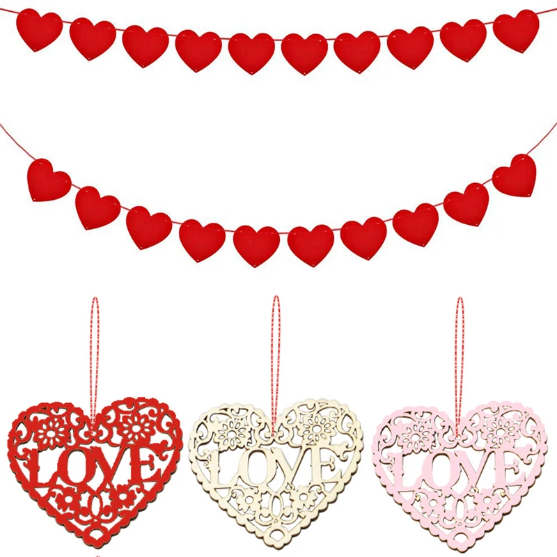 10Pcs Lesa Rezine Srce Votlih Ljubezen Diski Naravnih Obrti DIY valentinovo Poročno zabavo Ornament Sobi Doma Okraskov Dekor 3