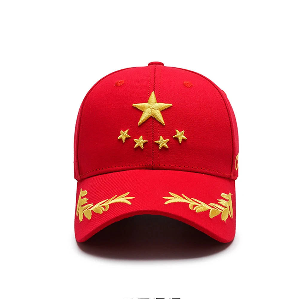 Rdeča Zvezda 3D Vezenje Kitajska Moške Baseball Kapa s šcitnikom Ženske Poletne Kape vrnitev žoge Skp Bombaž Retro Skp Moški Plaži Headdress 3