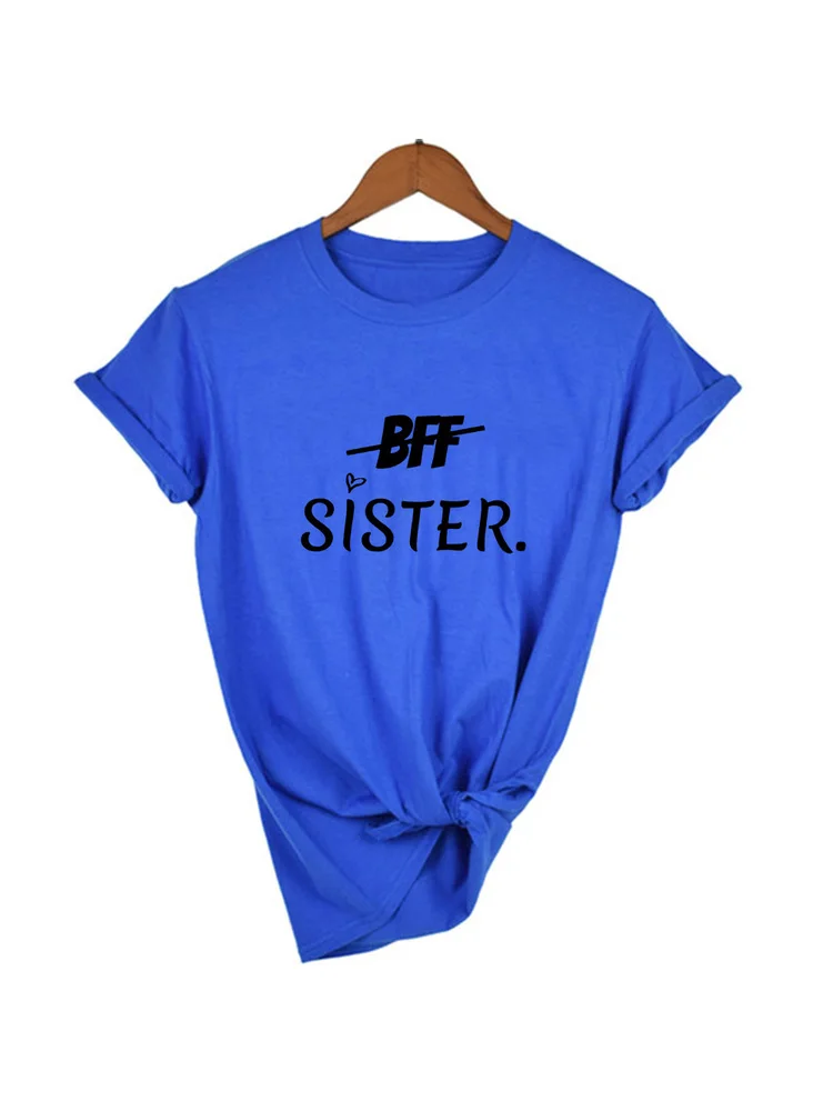 1 Kos BFF Sestra Pismo Tiskanja Ženske Grafični Kratek Rokav Majice za Poletje Estetske Najboljši Prijatelji, Sestre Mlada Dekleta Vrhovi Tee 3