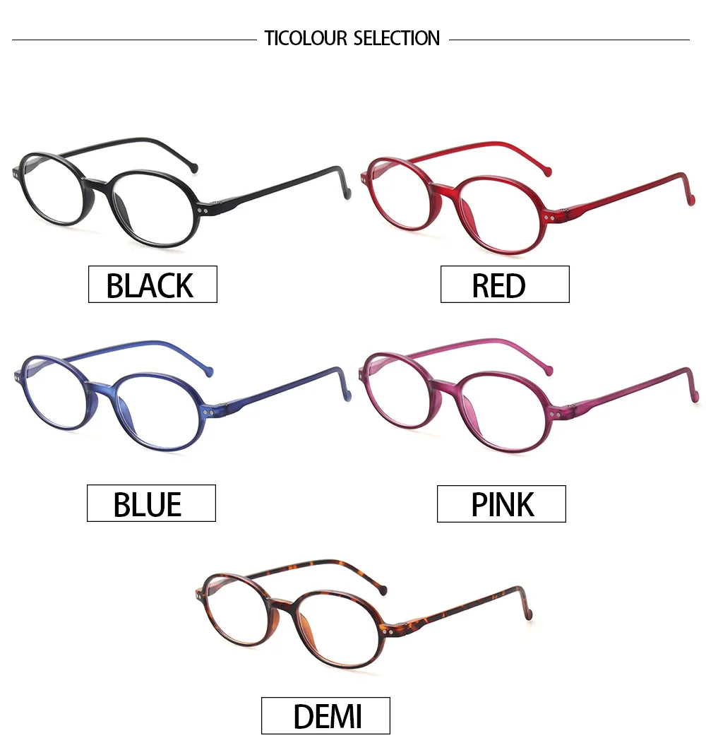 CLASAGA Obravnavi Očala Spomladanski Tečaj Ovalne Plastični Okvir z Okrasnim Očala Moških in Žensk HD Recept Bralec Očala 0~600 4