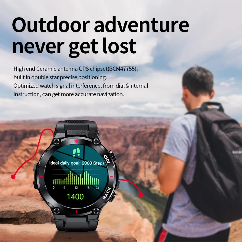 LIGE Outdoor GPS Pametno Gledati Za Moške IP68 Vodotesen Smartwatch Health Monitor Športne Ure Android, IOS, z Dolgo Življenjsko dobo 5