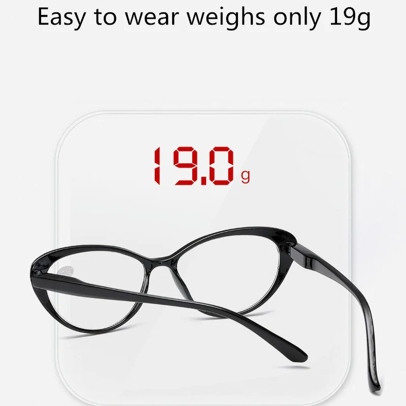 Moda Cat Eye Glasses Ženske Obravnavi Očala Moških Prilagodljiv Ultralahkih Jasno, Daljnovidnost Povečevalno Presbyopia Očala Black +200 5