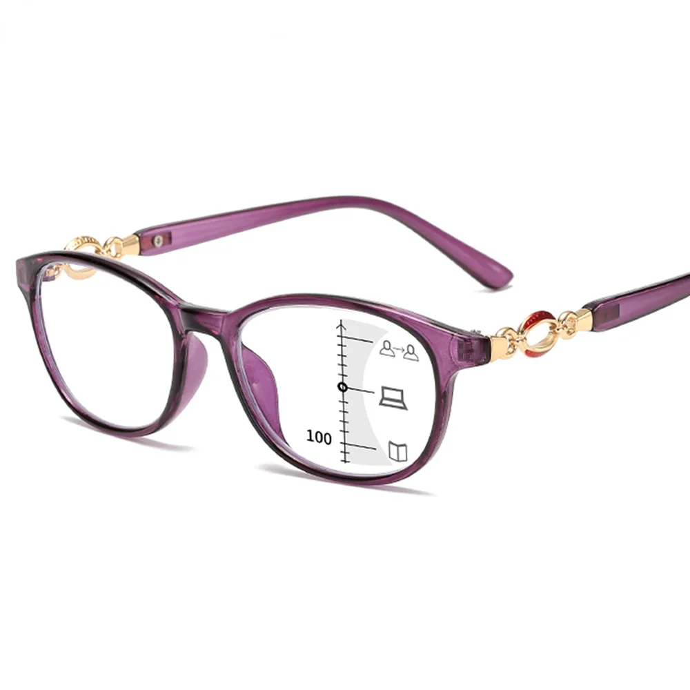 Nova Moda Progresivna Multifokalna Obravnavi Očala Ženske Anti-modra Svetloba Očala na Recept Očala Dioptrije +1.0 +4.0 5