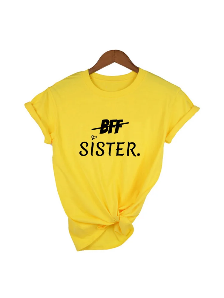 1 Kos BFF Sestra Pismo Tiskanja Ženske Grafični Kratek Rokav Majice za Poletje Estetske Najboljši Prijatelji, Sestre Mlada Dekleta Vrhovi Tee 5